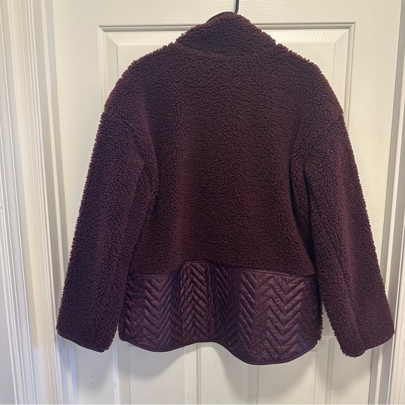 Athleta Cozy Sherpa Snap Sweatshirt  Spiced Cabernet Size Large NWOT - Picture 2 of 7